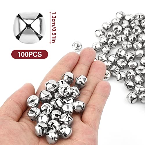 Morfen 0.51Inch/13Mm Jingle Bells, Metal Craft Bells, Small Bells For Crafts, Diy Bells For Christmas Festival Decoration Home Decoration Silver (13Mm*100Pcs) #TOP1