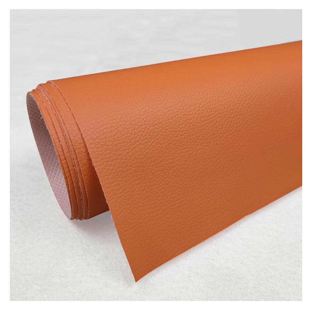 Tissu suédine effet simili cuir orange 1.6x2m pour ameublement de canapé et veste