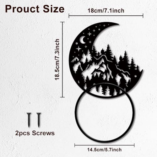 MAYJOYDIY Moon & Stars Metal Towel Ring, Nature Inspired Wall Mounted Holder, Mountain Forest Design - Image 2