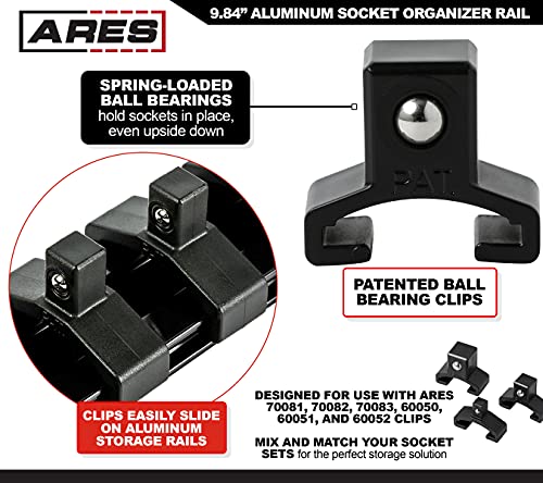 Rail de rangement ARES 60096 anodisé noir avec ergots de blocage quart de pouce - 4
