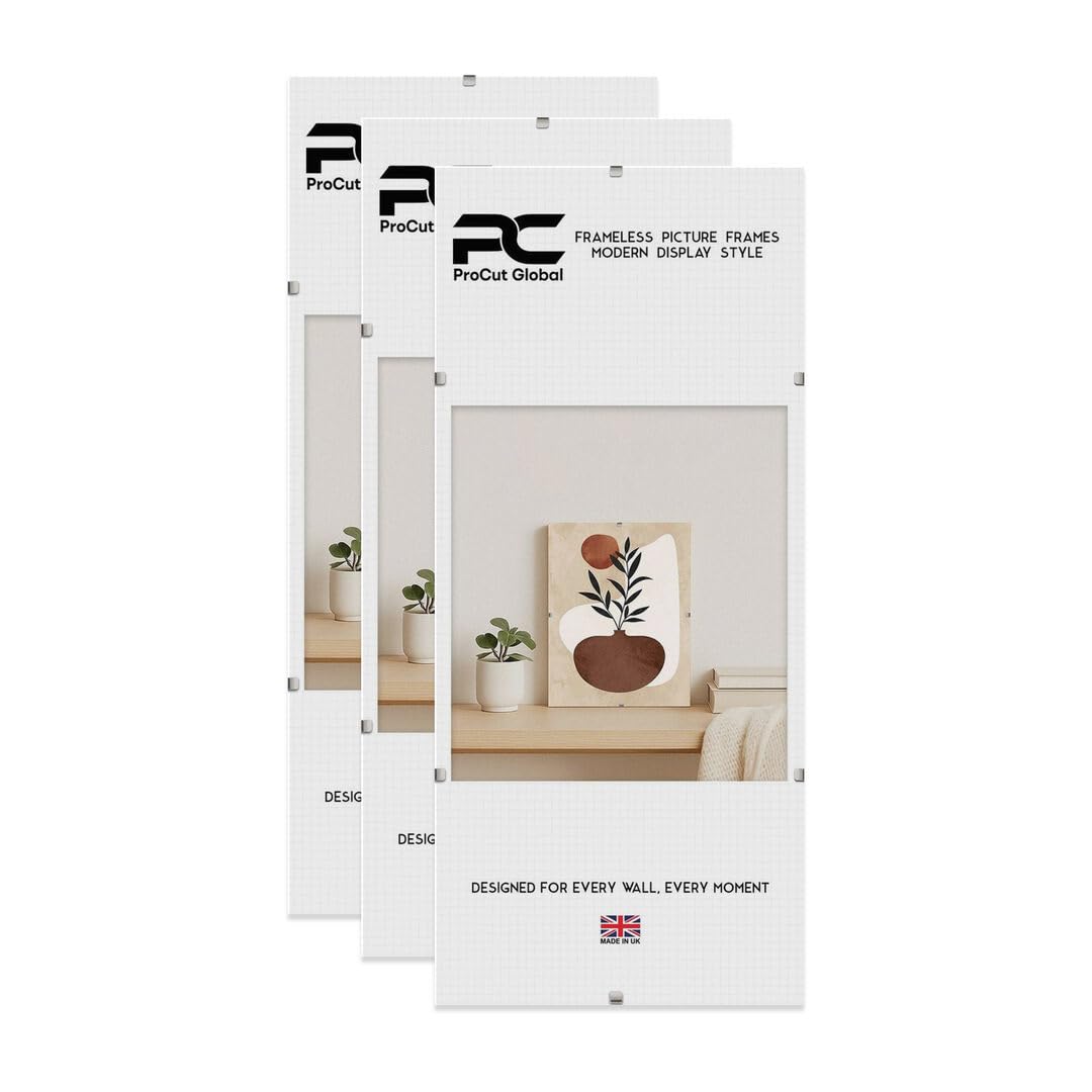 Procut Global 15x5" Frameless Clip Picture Frames For Photos - Pack of 3 — image 1
