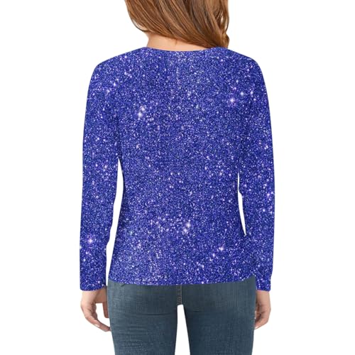 Girls Long Sleeve Glitter Tops Sequin Print Holiday Party Tees Elegant Tunic Shirts Casual Dressy Round Neck Blouse2
