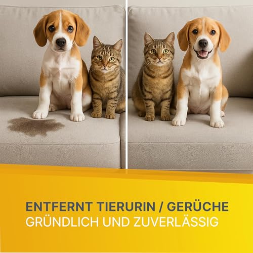 KLARBERG 500ml Enzymreiniger Spray - Hundeurin & Katzenurin Geruchsentferner extrem stark Geruchsneutralisierer für Sofa/Teppich etc. - Tiergeruch neutralisieren statt überdecken - Made in Germany