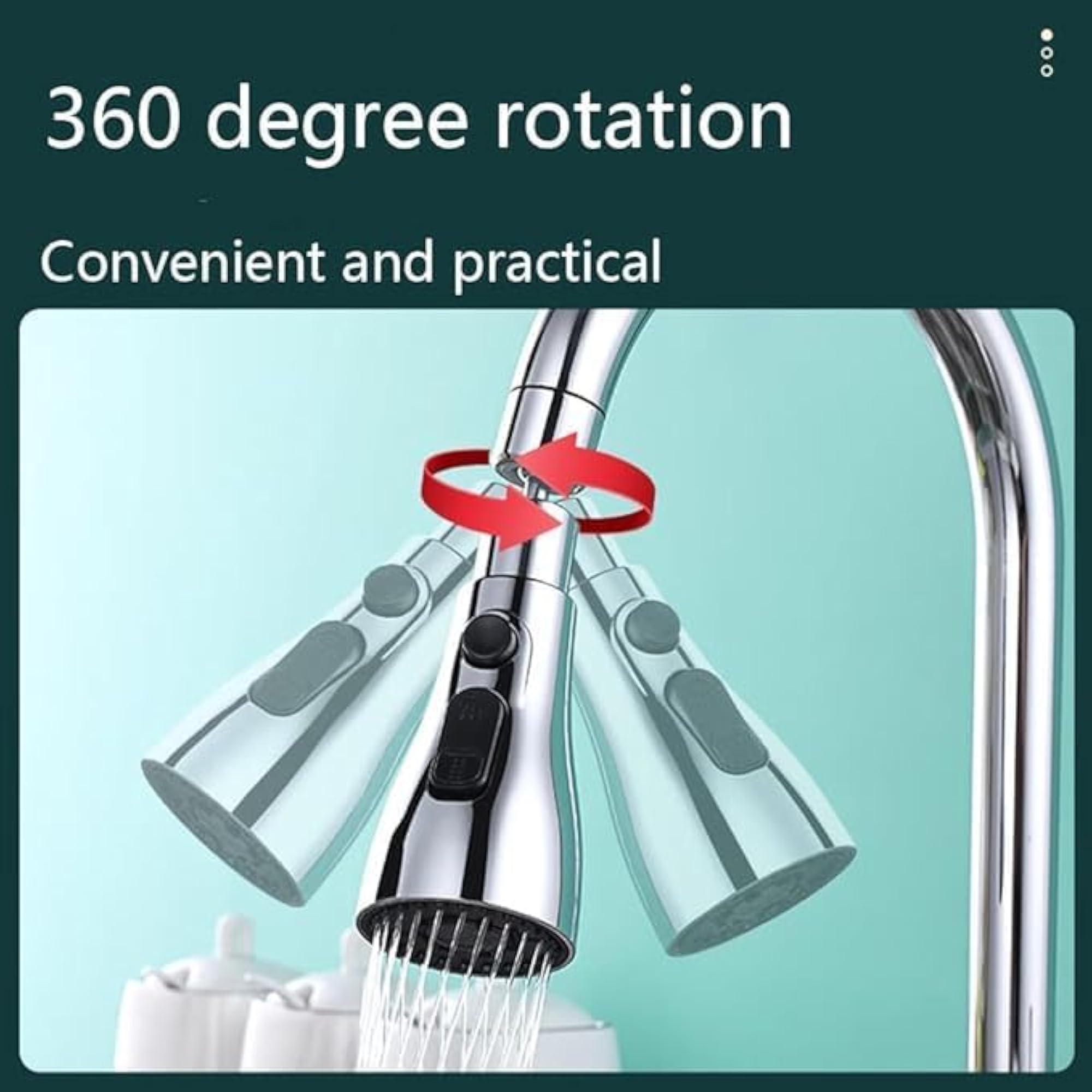 STYIDOV Kitchen Faucet Head Replacement, 3 Function Pull Down Sink Sprayer