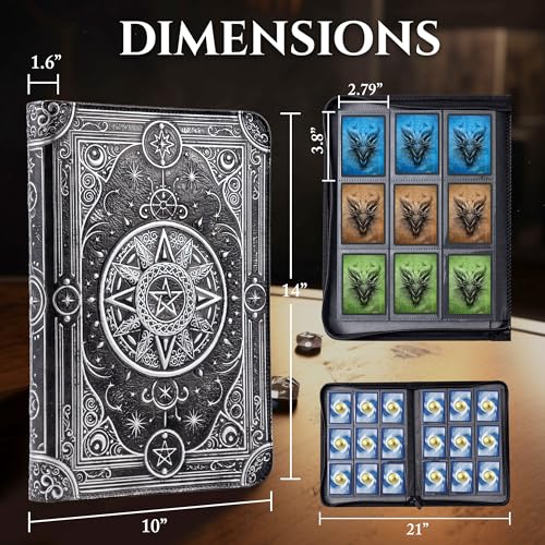Image of Star Mage Trading Card Binder - 9 Pocket Ringless TCG Binder - Premium 3D PU-Leather - 432 Side-Loading Pockets - Perfect Storage Holder for MTG, and Many TCG & Trading Card Collections (No Jewel)