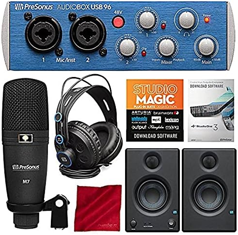 PreSonus AudioBox 96 Studio Plus Recording Kit with Studio One Software and PreSonus Eris E3.5 Multimedia Reference Monitors (Pair) Bundle