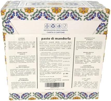RAREZZE - sycylijska pasta migdałowa wypieki ręcznie wykonana przez starą rzemieślniczą cukiernię, piękne pudełko prezentowe (rozmiar 400): bezpośrednio z Sycylii, delikatne wypieki, ciastka, cannoli