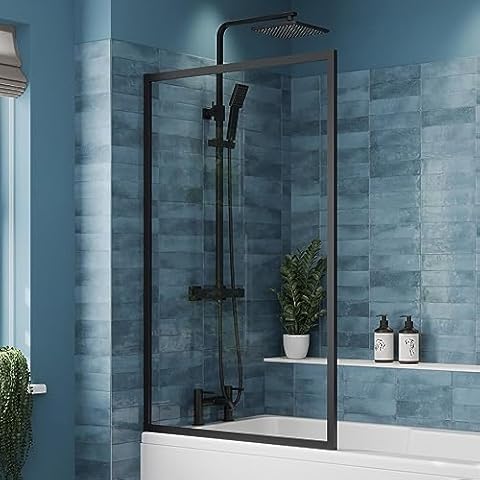 Luxura Black Over Bath Shower Screen Cover