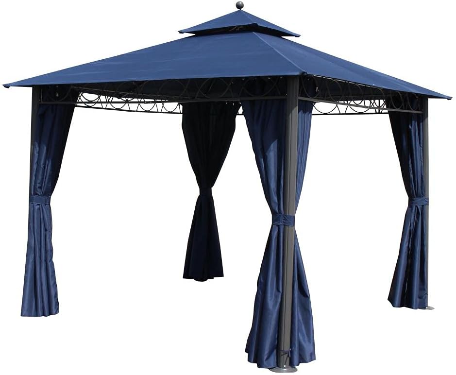 St. Kitts 10-foot Aluminum/ Polyester Double-vented and Drapes Square Gazebo - Navy