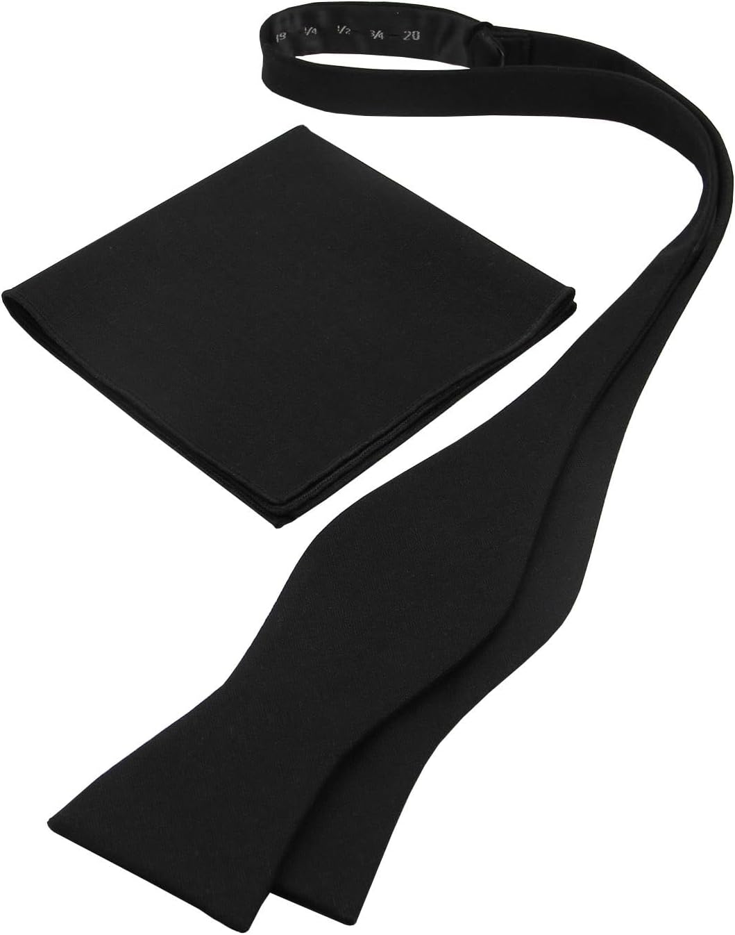 Mens Solid Linen Self Tie Bow Ties and Pocket Square Set - Butterfly Bowtie - Wedding