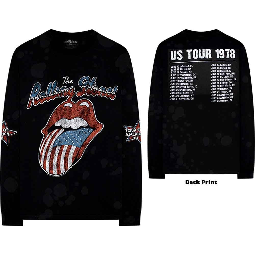T-Shirt Maniche Lunghe # L Unisex Black # Us Tour '78