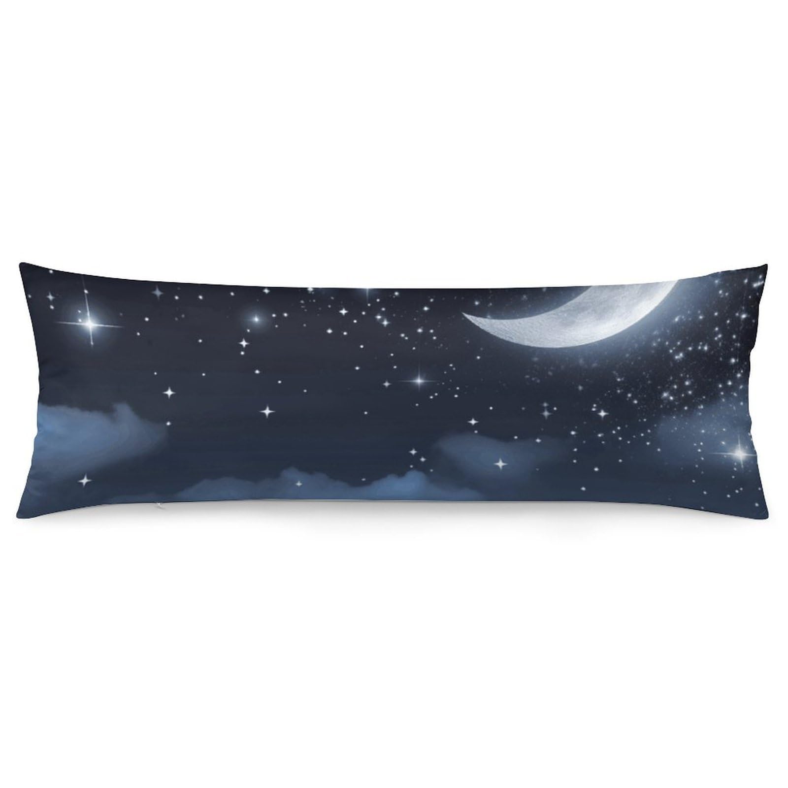 2 Pack Pillow Cases for Hair and Skin, Soft Breathable Pillow Case Covers with Hidden Zipper, Nightsky Hanging Moon Pillowcase 20"x54" Pillow Covers for Sleeping Gift