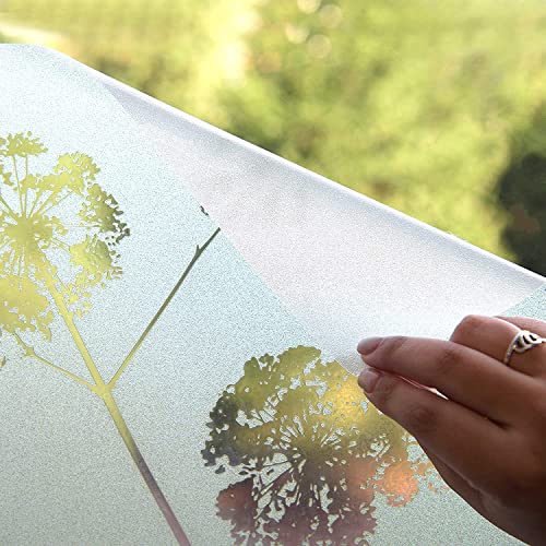 Image of WISDOM Privacy Window Film Frosted Glass Film No Glue Anti-UV Window Sticker Non Adhesive for Privacy Office Meeting Room Bathroom Living Room (Snowflake Frosted, 24 x 240 inch)