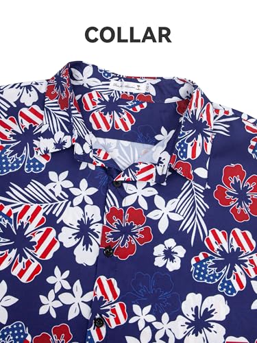 Image of Yoimira Hawaiian Shirts for Men, Print Mens Casual Short Sleeve Button Down Shirts Floral Aloha Beach Shirt
