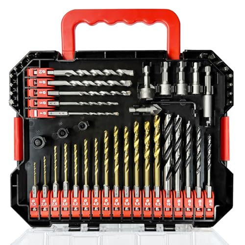 Drill Bit Set 49 Pieces 1/4 Hex Shank Impact Driver Bits and Screwdriver Bits Set for Electric Drill/Driver Drill Bit and Screwdriver Bit Combo Kit with Box for Drilling in Wood Metal