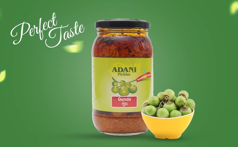 Image of Adani Spices| Gunda | Gum berry Pickles -400gm Glass Bottle Pack Authentic Guajarati Taste