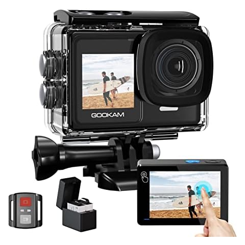 GOOKAM Cámara Deportiva WiFi 4K/60fps con Pantalla táctil y Doble Cara Cover