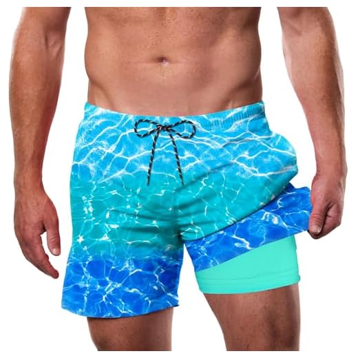 Cozople Mens Swim Board Shorts Color Changing Printed Swim Trunks Compression Liner Surfing Swimwear Quick Dry Lightweight Bathing Suit Swimsuit L Rafting Surfing Diving Snorkeling Swimming Slides
