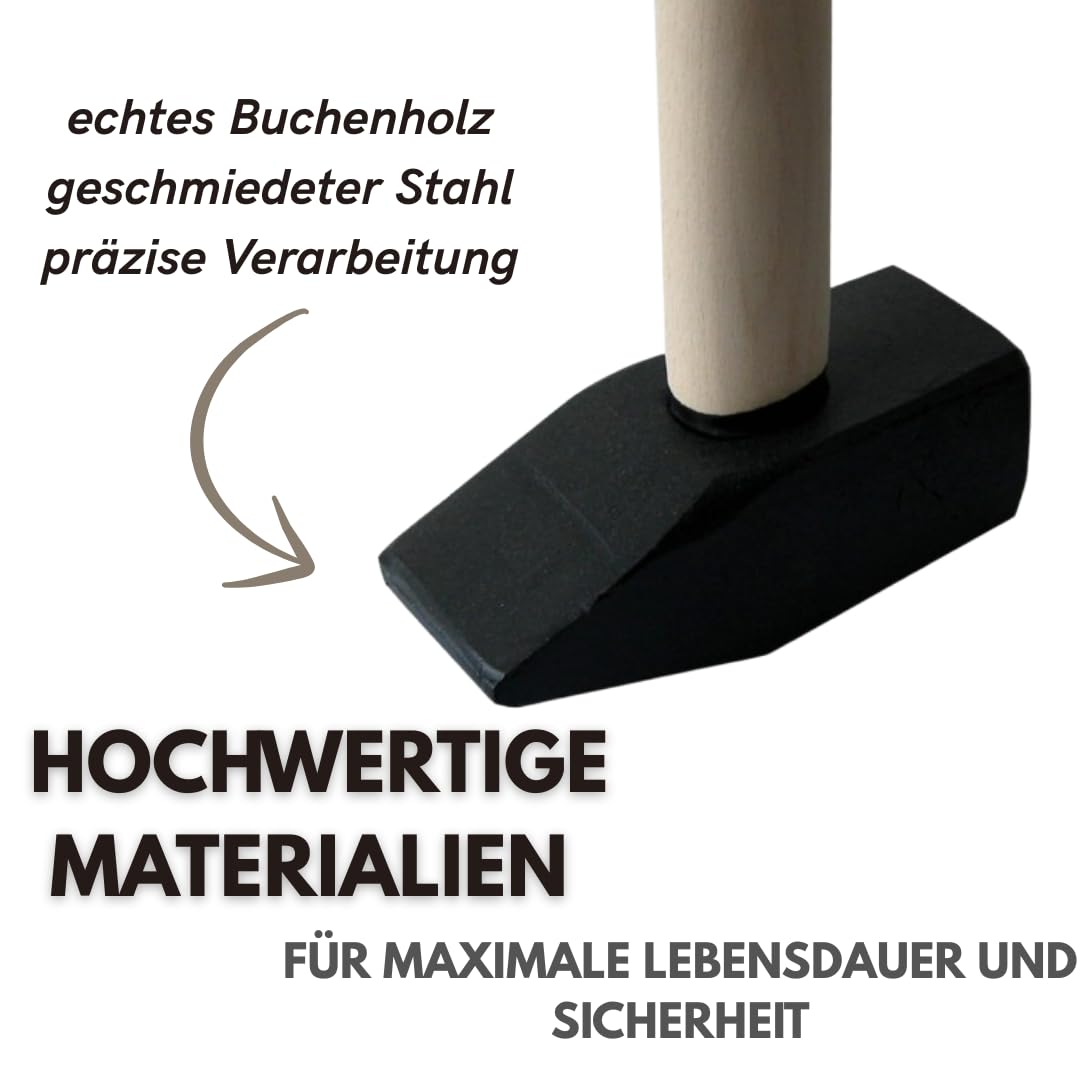 Hammer 5kg Vorschlaghammer & Schlosserhammer mit Holzstiel – EU Produktion – Robuster Handhammer für Bau & Werkstatt