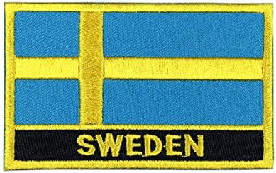 Sweden Flag Patch Iron-On Emblem (Swedish Sew-On w/Words, 2" x 3")