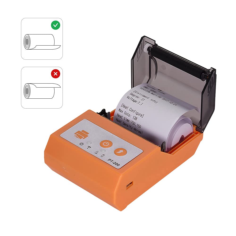 Stampante Termica Portatile da 58 mm, Stampante Compatibile ricevuta BT Wireless comandi Stampa ESC/POS impostati Windows, Arancione