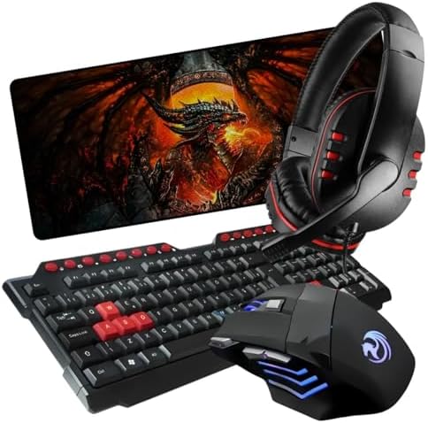 Kit Gamer Completo Teclado, Mouse 3200dpi, Headset, Mousepad Gran...