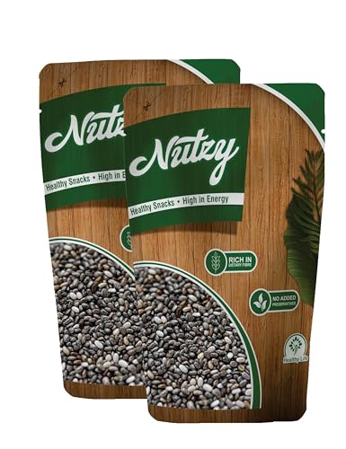 Image of Nutzy Chia Seeds for Energy 400 Grams (200 Grams X 2) - High Fiber & Plant Protein for Digestion and Rich in Omega-3 or Antioxidants - Chia Seeds Perfect for Smoothies, Salads, Pudding, Meal Replacement & Clean Eating Lifestyle