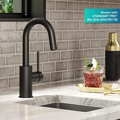 Kraus Oletto Single Handle Kitchen Bar Faucet With Quickdock Top Mount Installation Assembly In Matte Black, Kpf-2600Mb #TOP2