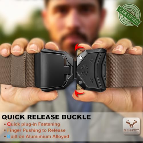 Image of BULLIANT Men Stretch Tactical Web Belt MultiPack 1.5 inch-Adjustable Fit | Smooth Sliding for Micro Fit - Tailored for Exact Size-Holeless for Golf Jeans or Casual