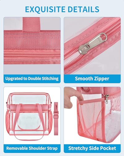 Image of Paxiland Clear Bag for Stadium Events 12x6x12 inches, Clear Tote Bag with Reinforced Strap, Clear HandBag for Sports Concert