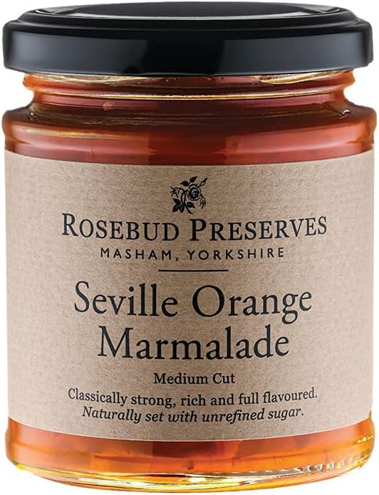 Rosebud Preserves Seville Orange Medium Cut Marmalade - Classically Strong Rich Full Citrus Flavour Made with Seville Oranges Coarse Cut Fruit Gluten-Free Vegetarian & Vegan - 227g Jar