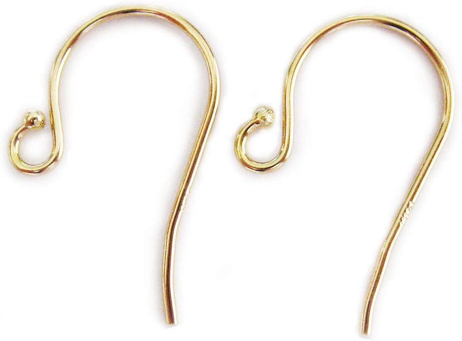 14K Solid Yellow Gold Earwires W/Bead Tip. Made in USA. DIY Earrings. French Ear Hooks 14KT Earring Hooks