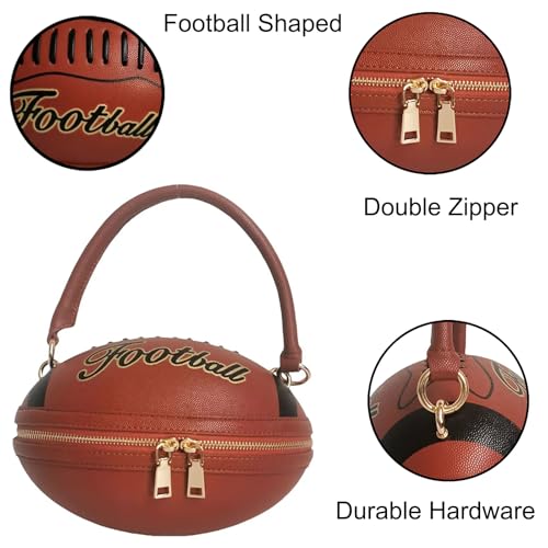 Image of Women Rhinestone Football Shaped Handbag Chain Crossbody Shoulder Bag Football Purse | Rugby, Unique, Novelty, Football