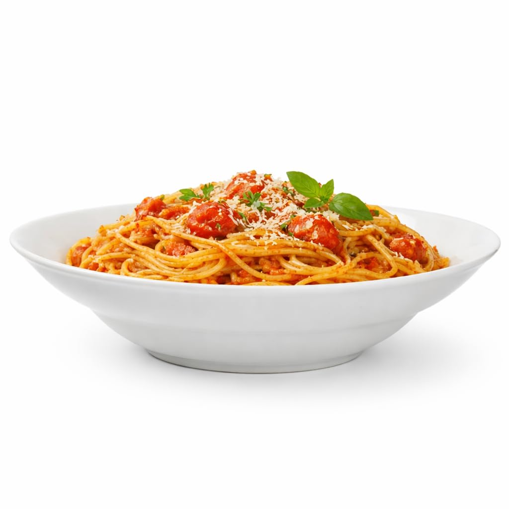 LIVELLO Komplet 6 Talerzy do Pasty 26,5 cm – Porcelanowe, Białe, Duże Talerze Obiadowe Głębokie, Elegancki Zestaw do Makaronu i Dań Głównych, Do Zmywarki i Mikrofalówki