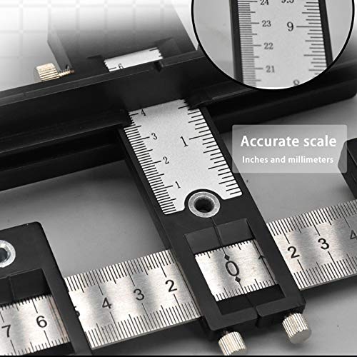 Cabinet Hardware Jig Adjustable Power Tool Punch Locator, Aluminum Alloy Template Wood Drilling Dowelling Guide for Handle Knob Pull Installation of Door and Drawer (Black plastic)