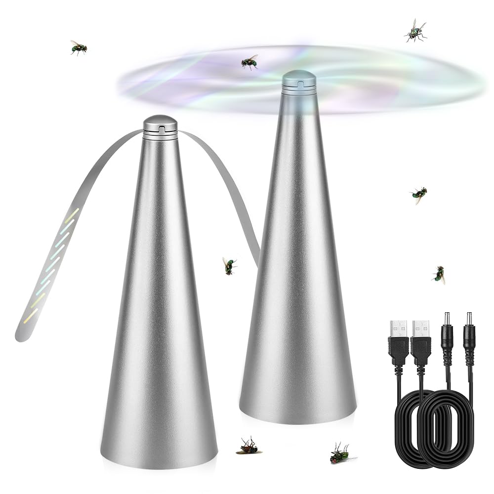 mizikuu Pack of 2 USB Fly Repellent Fan Fly Repellent Mosquito Repellent for Food Fan Portable Anti Fly Insect Wasp Repellent for Kitchen, Restaurants, Table, Patio