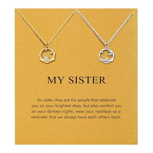 Baydurcan Sisters Gifts: Sun Moon Sister Necklace for Christmas