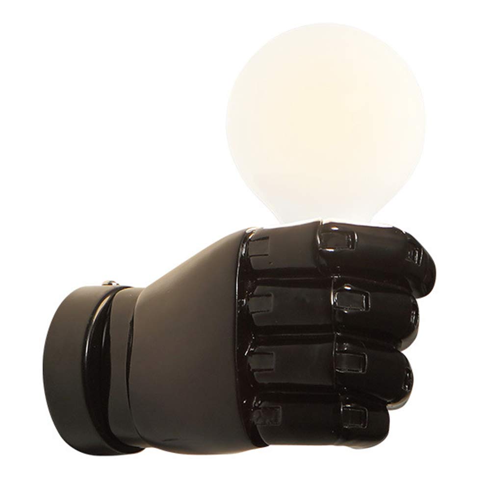 AIMAISENLoft Retro Wall Light Industrial Fist Wall Lamp Lighting Fixture E27 Creative Loft Antique Resin Wall Washer For Corridor Aisle Hallway Stairs Kitchen (Black,Left)