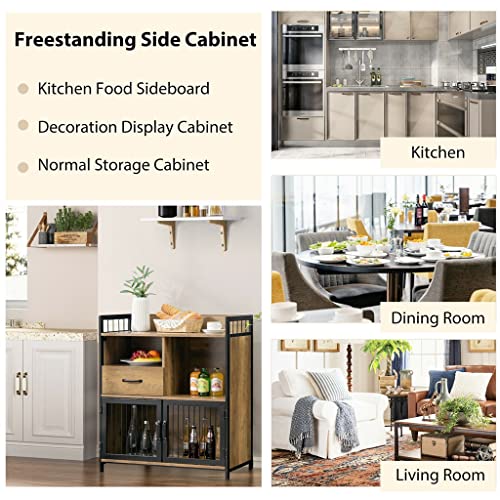 Llamn Buffet Server Sideboard Kitchen Storage Cabinet W/Drawer & Steel Doors #TOP26