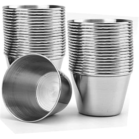 Bekith Juego de 20 Tazas de Salsa Mini Cuencos de Acero Inoxidable Cover