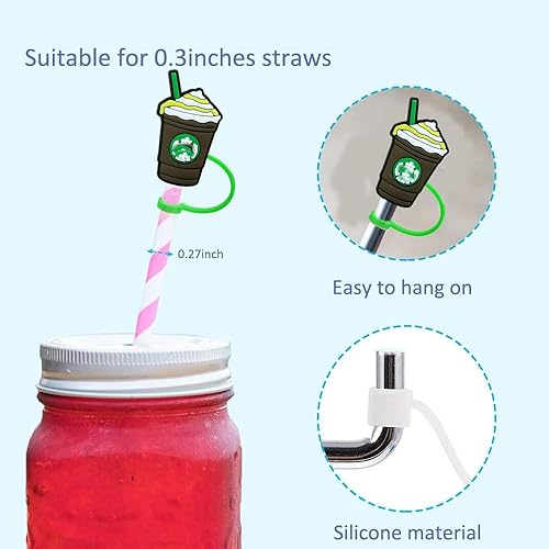 Miniatura 3 de BUKBUVLO Straw Cover Cap Set of 8, Reusable Silicone Straw Topper Compatible with Stanley 30 oz 40 oz Tumbler, 8mm Straw Top Covers for Water Cups