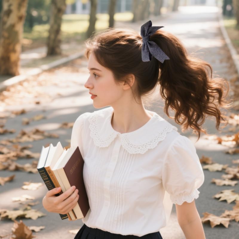 2 Pinzas para el cabello con lazo de punto de lana negro y gris, clips de resorte antideslizantes para cabello fino y grueso, accesorios decorativos elegantes para invierno y atuendos diarios miniatura 5