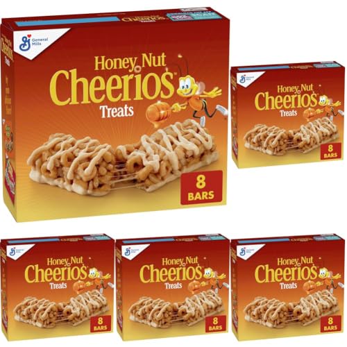 Image of Honey Nut Cheerios Breakfast Cereal Treat Bars, Snack Bars, 8 ct (Pack of 5)
