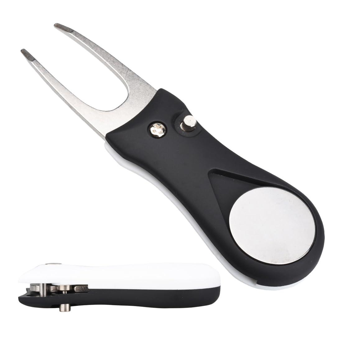 Golf Reparatur Pitchgabel,Edelstahl Golf Divot Multifunktion Tool avec Pop-up-Bouton et Ball Marker, Switchblade Golf Pitchgabel Accessoire de Golf Portable pour Club Golf Sports en Plein Air