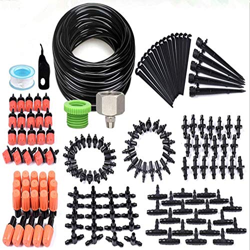 Preisvergleich Produktbild Micro Drip Gartenbewässerungssystem, Tröpfchenbewässerung Kit, Automatisches Bewaesserungssystem Sprinklersystem für Landschaft, Flower Bed, Terrasse Pflanzen, Gewächshaus 50 ft