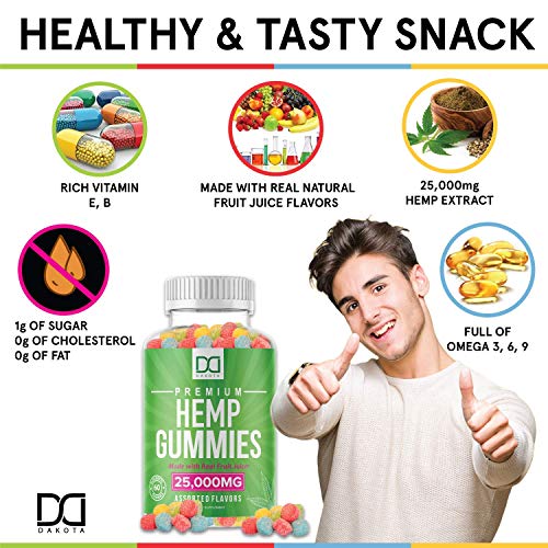 (25,000mg) Hemp Gummies for Migraine Pain Relief Anxiety Stress Sleep Inflammation Calm Extra Strength Gummy for Adults, Relaxing Restful Natural Mood Hemp Gummy Bear Edibles Candy 120 Gummies - Thumbnail 3