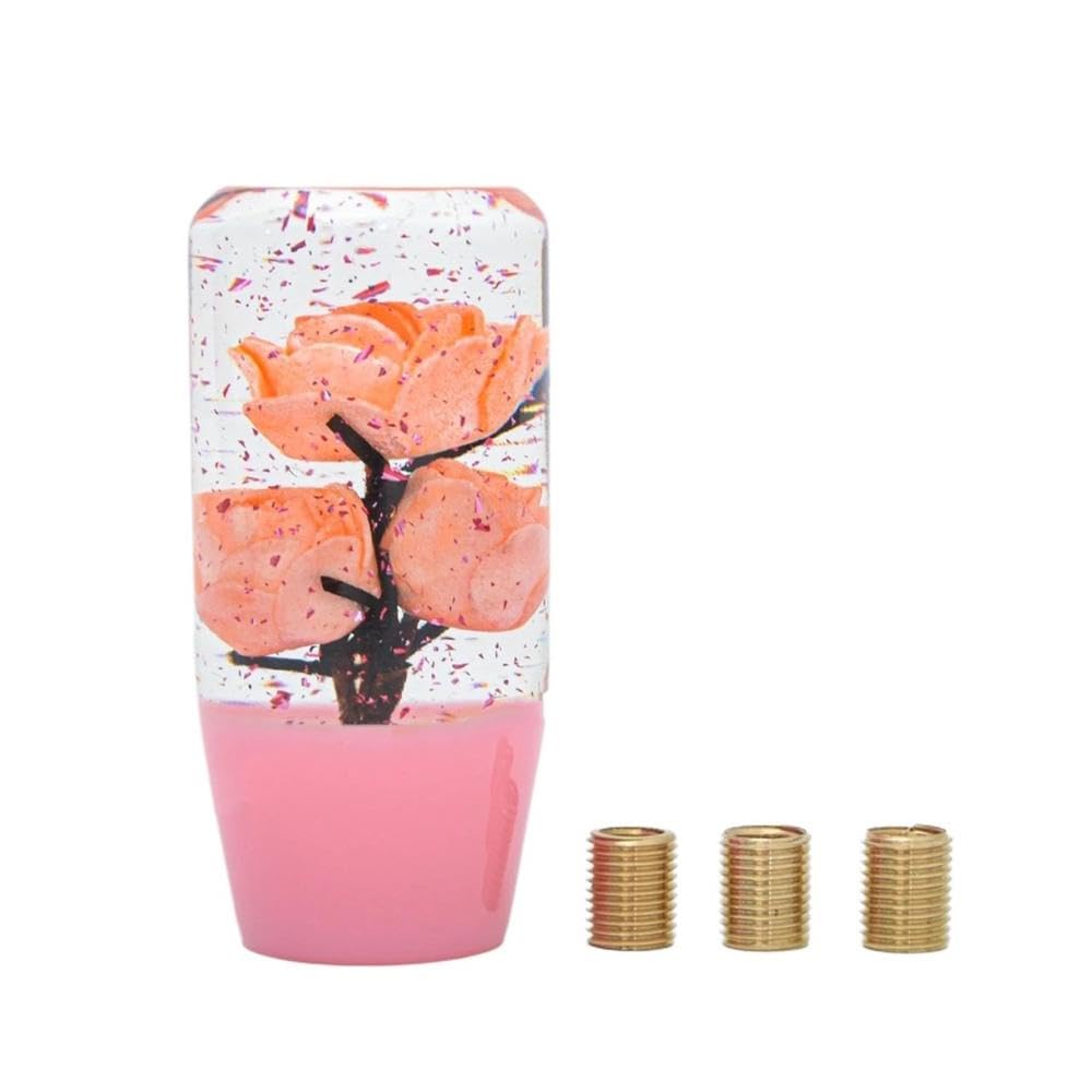 HYASDBWE Flower Gear Shift Knob Universal 10CM Car Manual Transparent Acrylic Flower Gear Stick Shifter Gear Shifter Parts(Pink)