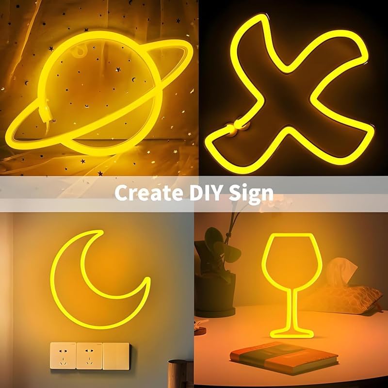Image of 16.4 Feet LED Neon Strip Light | 12V Adapter, Waterproof IP65, Silicone Flexible Rope Light for Home Wall Decor & Gaming Room| Led Strip Lights | Neon Lights 5 Meter | (Yellow)