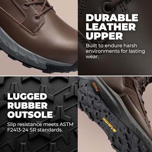 Image of NORTIV 8 Men's 8 inch Composite Toe Work Boots, Lightweight Side Zipper ASTM F2412-24 & ASTM F2913-24 Safety Military Boots for All-Day Comfort, Peakforce-Nano