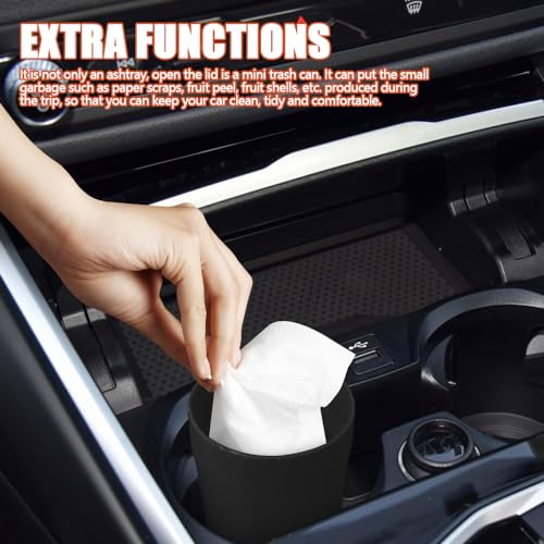 Image of Car Ashtray, Portable Mini Vehicle Cigarette Trash Can, Multifunctional Ashtray with Lid Smell Proof, Car Interior Accessories High Grade Detachable Smokeless Ashtray for Car Cup Holder